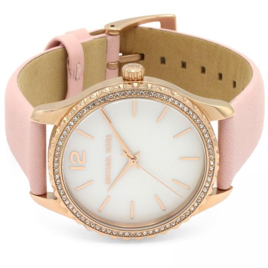  Shop Authentic Michael Kors Layton Three-Hand White Dial Pink Leather Strap Watch for Women - MK2909 - Luxxuri