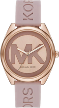  Shop Authentic Michael Kors Janelle Three Hand Rose Gold Dial Pink Rubber Strap Watch For Women - MK7139 - Luxxuri