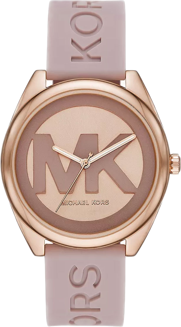  Shop Authentic Michael Kors Janelle Three Hand Rose Gold Dial Pink Rubber Strap Watch For Women - MK7139 - Luxxuri