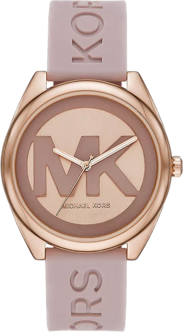  Shop Authentic Michael Kors Janelle Three Hand Rose Gold Dial Pink Rubber Strap Watch For Women - MK7139 - Luxxuri