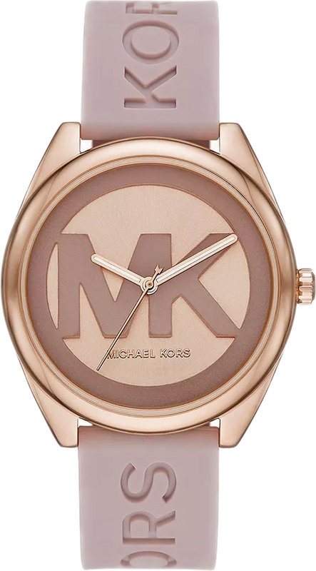  Shop Authentic Michael Kors Janelle Three Hand Rose Gold Dial Pink Rubber Strap Watch For Women - MK7139 - Luxxuri