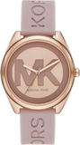  Shop Authentic Michael Kors Janelle Three Hand Rose Gold Dial Pink Rubber Strap Watch For Women - MK7139 - Luxxuri