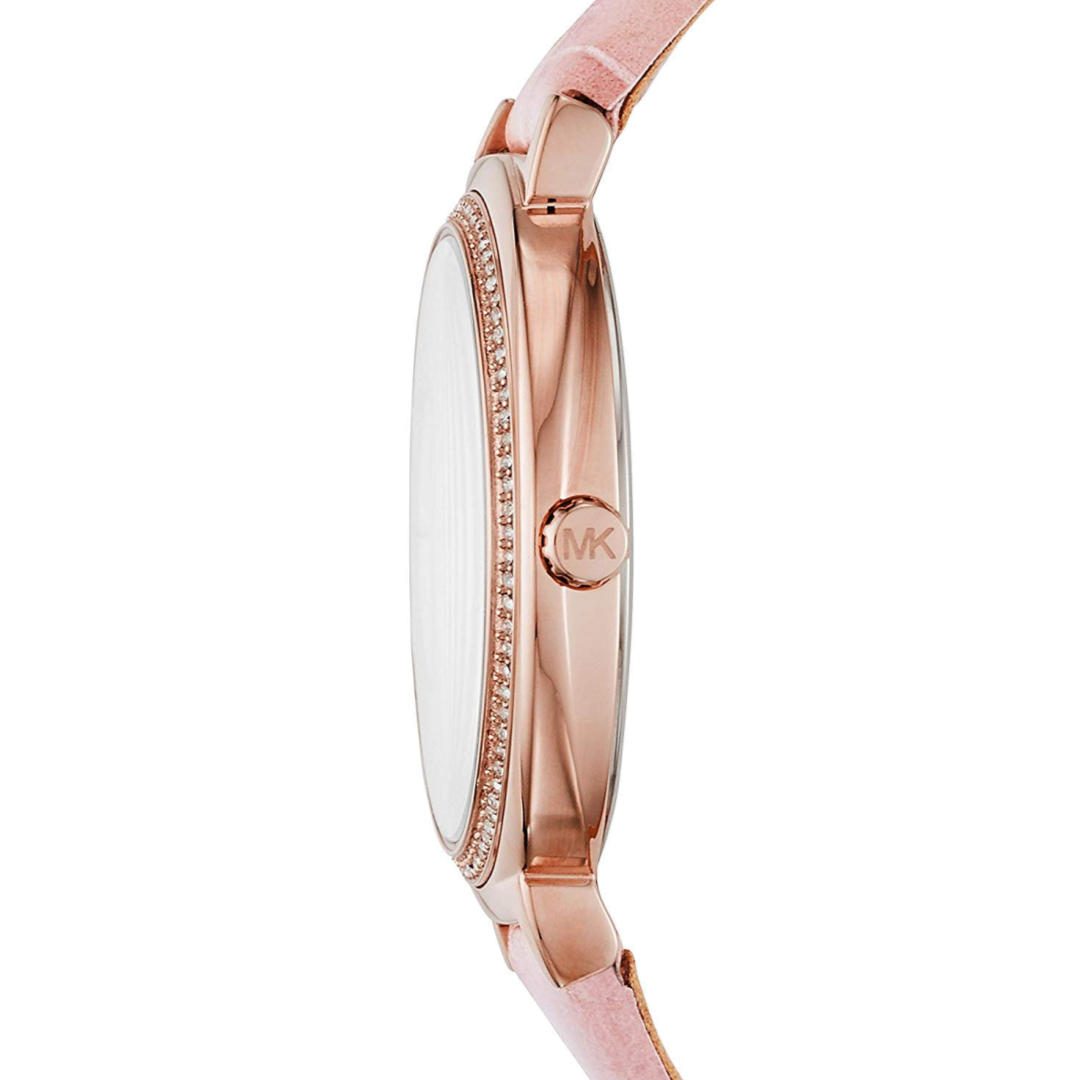 Michael Kors Cinthia Mother of Pearl Dial Pink Leather Strap Watch for Women - MK2663