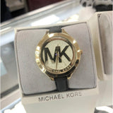  Shop Authentic Michael Kors Slim Runway Quartz Gold Dial Black Leather Strap Watch For Women - MK2392 - Luxxuri