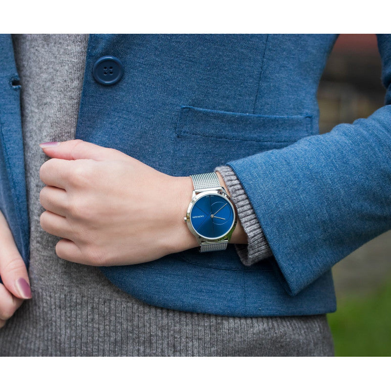  Shop Authentic Calvin Klein Minimal Blue Dial Silver Mesh Bracelet Watch for Women - K3M2212N - Luxxuri