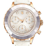 Shop Authentic Swarovski Octea Chrono Crystals White Dial White Leather Strap Watch for Women - 5671150 - Luxxuri