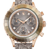  Shop Authentic Swarovski Octea Chrono Grey Dial Grey Leather Strap Watch for Women - 5671153 - Luxxuri