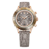  Shop Authentic Swarovski Octea Chrono Grey Dial Grey Leather Strap Watch for Women - 5671153 - Luxxuri