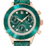  Shop Authentic Swarovski Octea Chrono Green Dial Green Leather Strap Watch for Women - 5672931 - Luxxuri