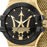  Shop Authentic Maserati Potenza Quartz Black Dial Gold Mesh Bracelet Watch For Men - R8853108006 - Luxxuri