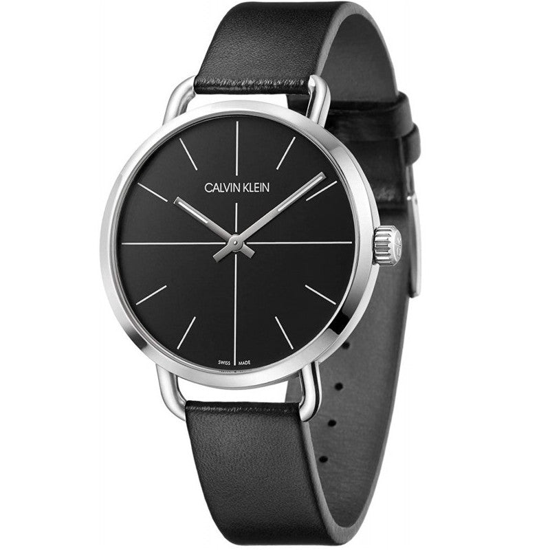  Shop Authentic Calvin Klein Evan Black Dial Black Leather Strap Watch for Men - K7B211CZ - Luxxuri
