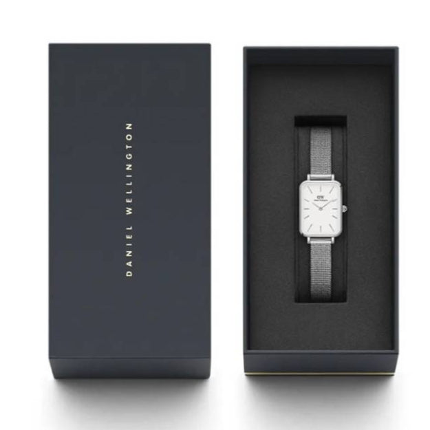  Shop Authentic Daniel Wellington Quadro Unitone Silver Dial Silver Mesh Strap Watch For Women - DW00100486 - Luxxuri