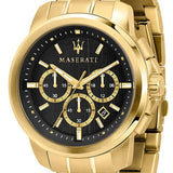  Shop Authentic Maserati Successo 44mm Black Dial Gold Stainless Steel Strap Watch For Men - R8873621013 - Luxxuri