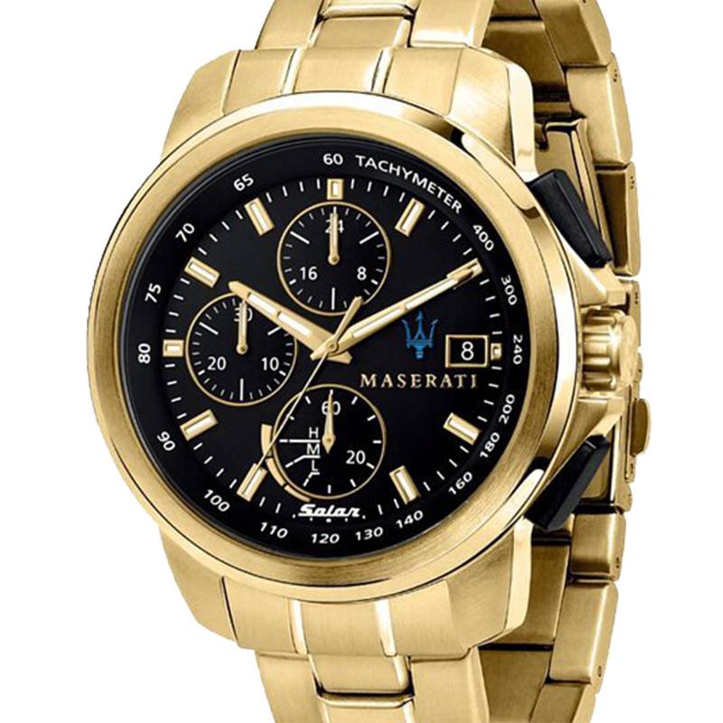  Shop Authentic Maserati Successo Black Dial Gold Stainless Steel Watch For Men - R8873645002 - Luxxuri