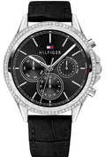  Shop Authentic Tommy Hilfiger Ari Diamonds Black Dial Black Leather Strap Watch for Women - 1781981 - Luxxuri