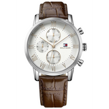  Shop Authentic Tommy Hilfiger Kane Chronograph White Dial Brown Leather Strap Watch for Men - 1791400 - Luxxuri
