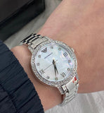  Shop Authentic Emporio Armani Cleo Crystals Mother Of Pearl Dial Silver Steel Strap Watch For Women - AR11484 - Luxxuri