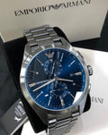  Shop Authentic Emporio Armani Chronograph Quartz Blue Dial Grey Steel Strap Watch For Men - AR11481 - Luxxuri