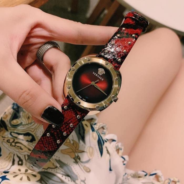  Shop Authentic Versace Shadov Quartz Red Dial Red Leather Strap Watch for Women - VEBM00918 - Luxxuri