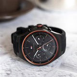  Shop Authentic Tommy Hilfiger Justin Black Dial Black Rubber Strap Watch For Men - 1792056 - Luxxuri