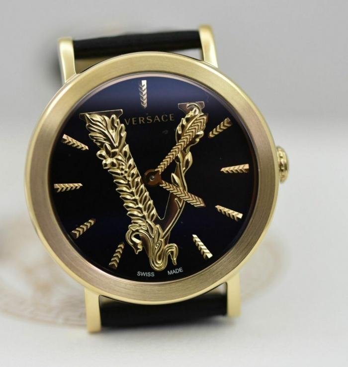  Shop Authentic Versace Virtus Quartz Black Dial Black Leather Strap Watch for Women - VEHC00119 - Luxxuri