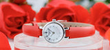  Shop Authentic Tissot Lovely Round Mother of Pearl Dial Red Leather Strap Watch for Women - T140.009.16.111.00 - Luxxuri