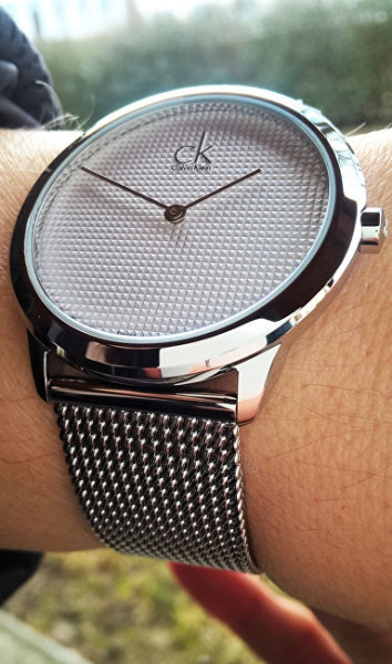  Shop Authentic Calvin Klein Minimal White Dial Silver Mesh Bracelet Watch for Women - K3M2212Y - Luxxuri