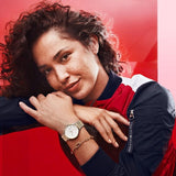  Shop Authentic Tommy Hilfiger Jenna Quartz White Dial Two Tone Mesh Bracelet Watch for Women  - 1782074 - Luxxuri
