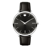  Shop Authentic Movado Ultra Slim Black Dial Black Leather Strap Watch For Women - 0607090 - Luxxuri