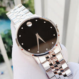  Shop Authentic Movado Museum Classic Diamonds Black Dial Silver Steel Strap Watch for Men - 0607201 - Luxxuri