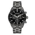 Movado Heritage Calendoplan Chronograph Black Dial Black Steel Strap Watch For Men - 3650125