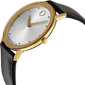  Shop Authentic Movado TC Silver Dial Black Leather Strap Watch For Men - 606695 - Luxxuri