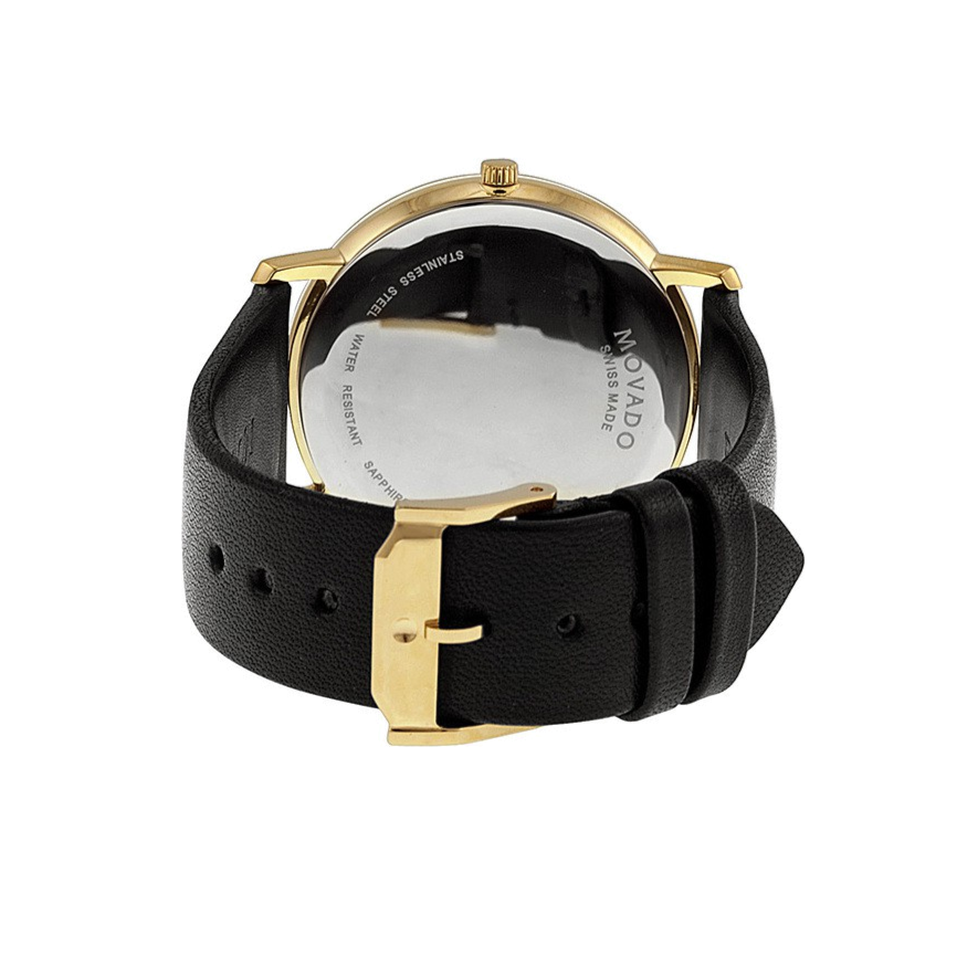  Shop Authentic Movado TC Silver Dial Black Leather Strap Watch For Men - 606695 - Luxxuri