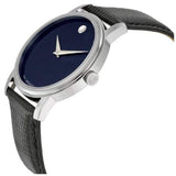  Shop Authentic Movado Museum Blue Dial Black Leather Strap Watch For Women - 2100010 - Luxxuri