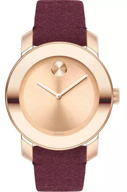  Shop Authentic Movado Bold Rose Gold Dial Red Leather Strap Watch for Women - 3600447 - Luxxuri