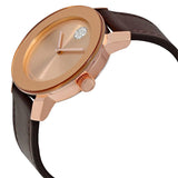  Shop Authentic Movado Bold Rose Gold Dial Brown Leather Strap Watch for Men - 3600395 - Luxxuri