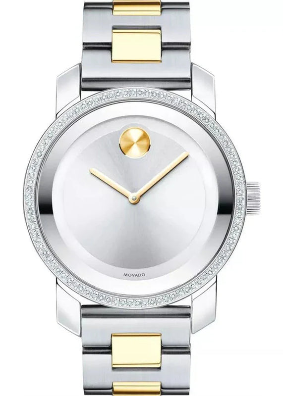  Shop Authentic Movado Bold Diamonds Silver Dial Two Tone Steel Strap Watch for Women - 3600451 - Luxxuri