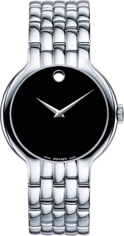  Shop Authentic Movado Classic Quartz Black Dial Silver Steel Strap Watch for Men - 0606337 - Luxxuri