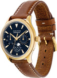  Shop Authentic Movado Heritage Celestograf Navy Blue Dial Brown Leather Strap Watch For Women - 3650010 - Luxxuri