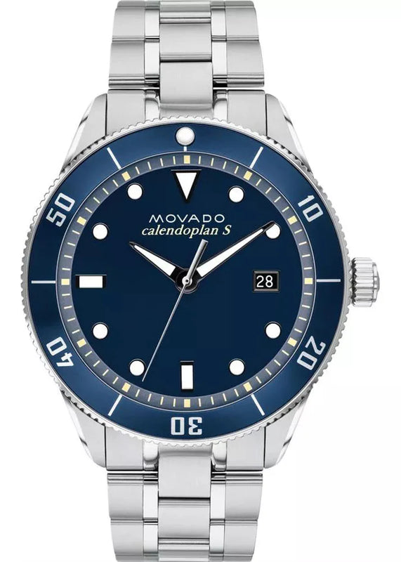 Shop Authentic Movado Heritage Calendoplan Blue Dial Silver Steel Strap Watch For Men - 3650094 - Luxxuri