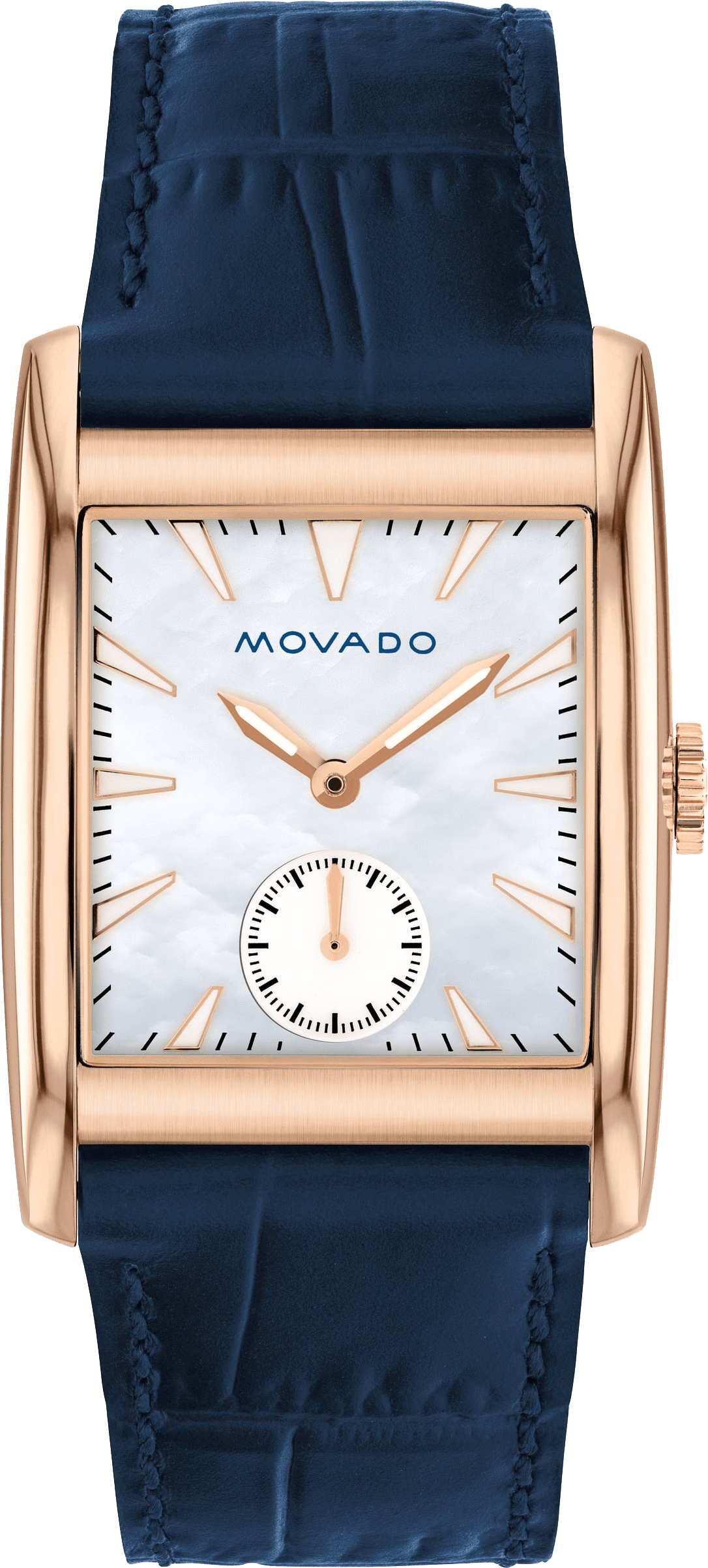 Movado Heritage Mother of Pearl White Dial Blue Leather Strap Watch For Women - 3650052