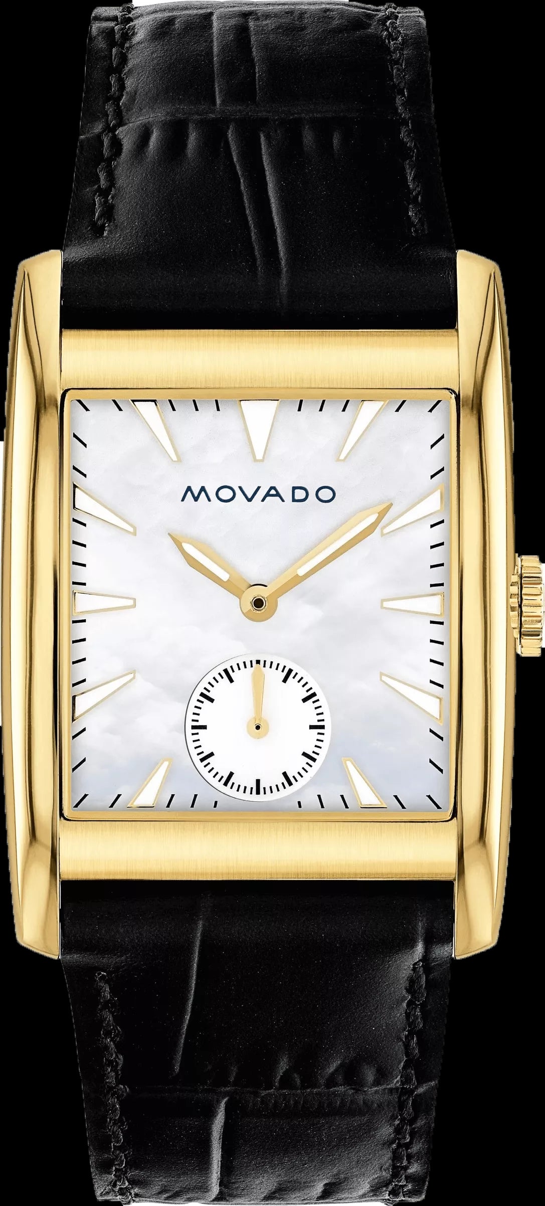 Movado Heritage Mother of Pearl White Dial Black Leather Strap Watch For Women - 3650050