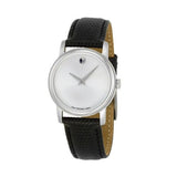  Shop Authentic Movado Museum Silver Dial Black Leather Strap Watch For Women - 2100003 - Luxxuri