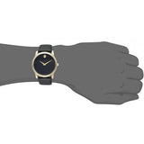  Shop Authentic Movado Museum Black Dial Black Leather Strap Watch For Men - 606876 - Luxxuri