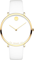 Movado 70th Anniversary Limited Edition White Dial White Leather Strap Watch For Women - 0607138