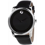  Shop Authentic Movado Museum Black Dial Black Leather Strap Watch For Men - 606502 - Luxxuri
