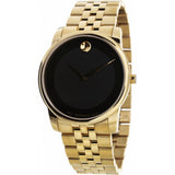  Shop Authentic Movado Museum Black Dial Gold Steel Strap Watch For Men - 606997 - Luxxuri