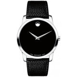  Shop Authentic Movado Museum Black Dial Black Leather Strap Watch For Men - 607012 - Luxxuri