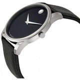  Shop Authentic Movado Museum Black Dial Black Leather Strap Watch For Men - 607012 - Luxxuri