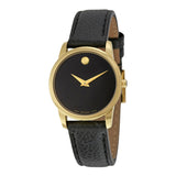  Shop Authentic Movado Museum Classic Black Dial Black Leather Strap Watch For Women - 0607016 - Luxxuri